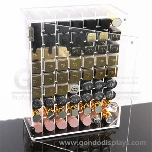 Large Transparent Desktop 63 Multi-Compartment Cosmetics Acrylic Lipstick Makeup Organizer with Dustproof Hinge Door