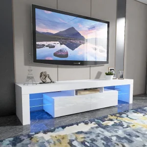 Customizable TV Cabinet Home Living Room TV Stand High-Gloss LED Light Modern Minimalist Under The Door Storage Mesa De TV