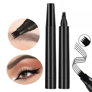 Microblading Eyebrow Pen Waterproof 4 Fork Tips Long-lasting Fine Sketch Mineral Liquid Eyebrow Pencil
