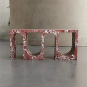 Marble Porch Table Hotel Living Room Display Stand Hallway Console Table Levanto Rosa Marble Entrance Side Table Arch Entry Console Table
