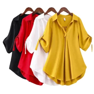 Fashion Long Sleeves Ruffles Casual Ladies Tops Shirts Elegant Chiffon Women Blouses