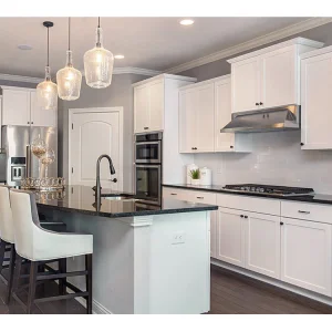 Custom Kitchen Furniture Modern Style White Island Shaker Plywood Pantry Storage Wood Modern Kitchen Cabinet