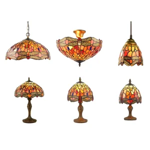 Handmade Vintage Art Nouveau Wholesale Tiffany Style Table Lamps Manufactures Factory Direct Dragonfly Pendant Lights