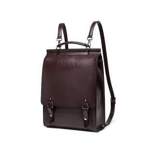 China Vintage Large PU Leather Laptop Briefcase & Tote Backpack with Button Closure Modern Business Design Portable Laptop Handbag Manufacturers, Suppliers