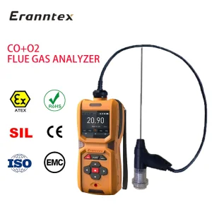 Flue Gas Analyzer For CO/O2 Environmental Monitoring High Accuracy 1%FS Imported High-precision Sensor ISO9001 CE ATEX