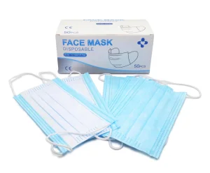 Mascarilla desechable, 3-Ply mascarillas para adultos, con lazos elásticos para las orejas para el hogar, la oficina, la escuela y al aire libre