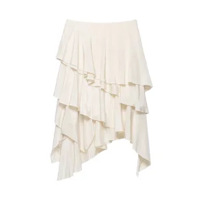 Layered Asymmetrical Hem Midi Skirt