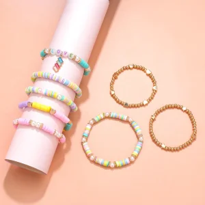 DIY Cartoon Polymer Clay Letter Bracelet Set