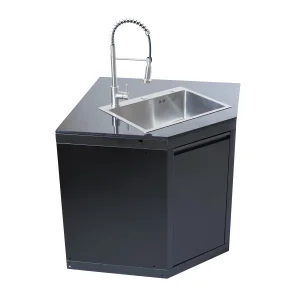 Fabricante chino de cocina al aire libre armario de almacenamiento de acero inoxidable con puerta simple y fregadero