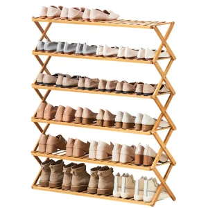 Modern Foldable Bamboo Shoe Storage Cabinet