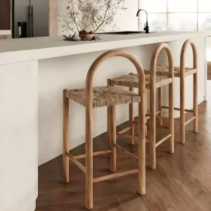 Rattan Woven Solid Wood Bar Stool