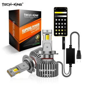 TECH-KING APP Control Intelligent Led Headlights Bulb Adjustable Colors 2-75W Led H1 H3 H4 H11 9006 9005 9012 H7 Led Headlights
