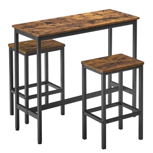 Industrial Dining Table Set with Bar Stools