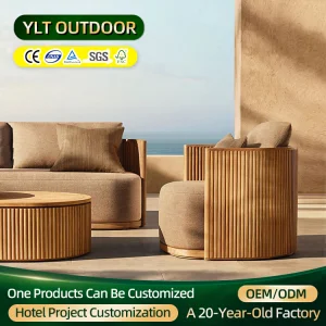 Northern Europe Outdoor Furniture Garden Sofa Weather Resistance Teak Sofa