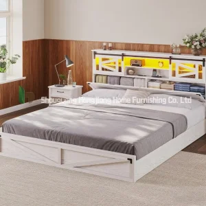 Cama individual de madera moderna con almacenamiento