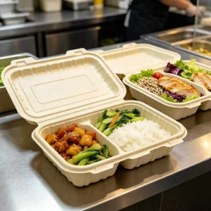 Disposable Biodegradable Compostable 1300ml Lunch Boxes
