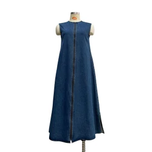 Women's Sleeveless Denim Zipper Daily Custom Dress