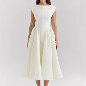 Vestido de verano sin mangas de estilo francés elegante para mujeres