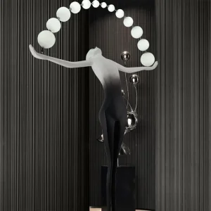 Human Floor Lamp Hotel Nordic Living Room Corner Resin Sculpture Floor Light Design Luxury Acrylic Ball Warm Light Body Art