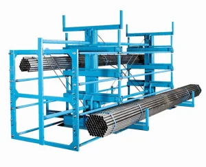 Arm Movable Steel Industrial Pipe Fabric Storage Roll Out Cantilever Shelving Crank-Out Cantilever Rack for Long Ltem Storage