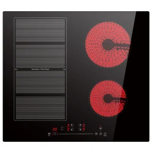 24 Inch European Style 4 Burner Hybrid Stove Double Burner Induction and Double Burner Electric Ceramic