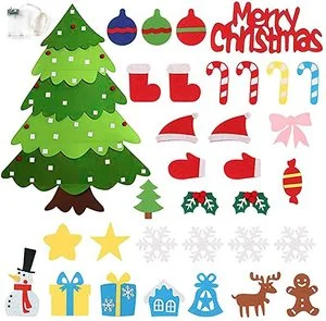 Custom Children's DIY LED Lights Felt Craft Kit New Design Christmas Tree Decorations Baby Mobile for Christmas Festivities