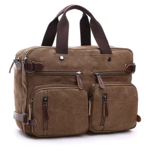 Cross-border Casual Canvas Soft Bag Business Briefcase Handheld/Crossbody/Shoulder Three-Use Large Size Breathable