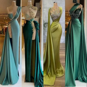 Green Blue Mermaid Evening Dresses