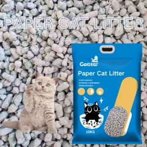 Factory Supply Biodegradable Paper Cat Litter Pellets 100% Recycled Paper Fast Absorption OEM Packaging Private Label