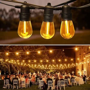 Luz de corda LED externa resistente às intempéries com lâmpadas vintage Edison à prova de quebra e grau comercial para decoração de café, pátio, parque e jardim
