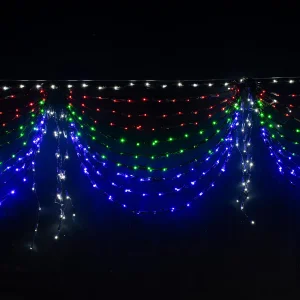 أضواء ستائر LED خضراء معتمدة تجارياً لعيد الميلاد لأغراض الحدائق