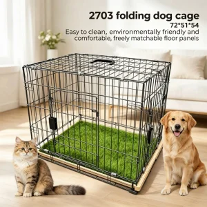 Modern Multisize Collapsible Iron &amp; Plastic Pet Cage with Sturdy Structure Easy Assembly Storage for Living Room