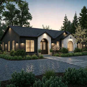 Light Steel Single Story Modern Farmhouse Villa