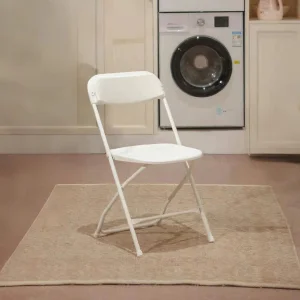White Lightweight Plastic Folding Chair for Garden Weddings Outdoor Business and Hotel Use Furniture Wholesale