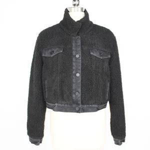 Women's Casual Winter Warm Sherpa with Denim Placket Flap and Hem Jacket