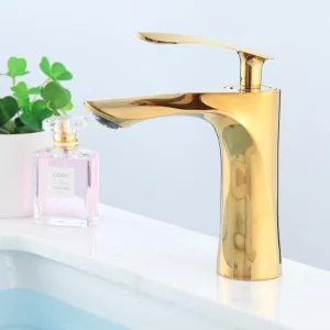 5 Year Warranty Luxury Style Gold Finish Brass Basin Faucet Cold and Hot Water Mixer Gold Finished Bathroom Faucets
