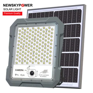 Security Sensor Outdoor Wall Street Solar Flood Lights with Remote Control Camera