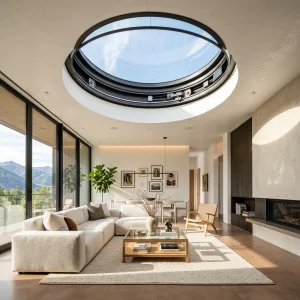 BOCHARM Smart Home Electric Circular Skylight Motorized Round Roof Window WiFi Control for Luxury Modern Living Room App
