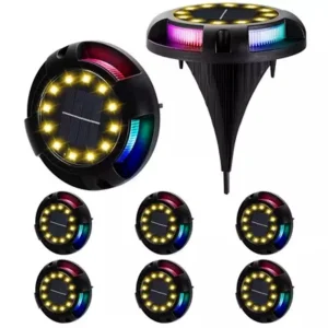 Lâmpada solar enterrada de 8 LED incorporada no solo à prova de água Multicolor para exterior Luz solar exterior para decoração de pathway Garden Yard Lawn