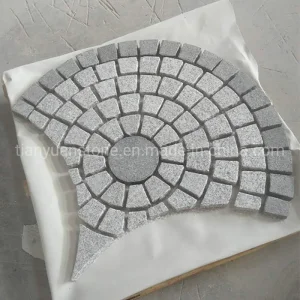 Fan Shape Meshed Cobblestone for Exterior Paving and Car Parking Area