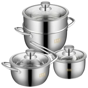 Price Discount, Easy to Clean Stainless Steel Universal Stove Soup Steamer Set, 304 Stainless Steel Cookware Set