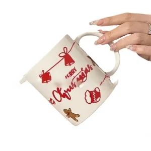 Buy Red White Christmas Elements Hand-Painted Ceramic Mug Factories, Exporters