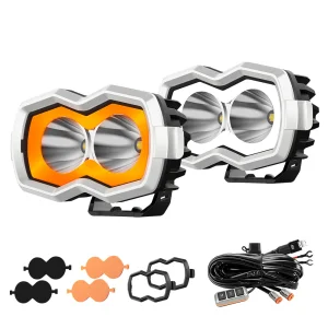 White Amber DRL 7 Modes Chasing LED Spot Auxiliary Light 5 Inch A-Pillar Mount Pods For Hilux Tacoma