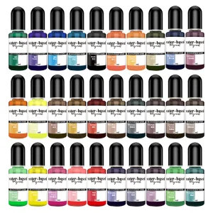 30 Tone 10ml High Concentration Water Based Dye Resin Pigment 20 Bottles 0.35 Fl Oz Each Alcohol Free Odorless Non Toxic