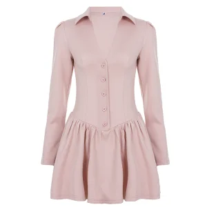 Women's Eco-Friendly Button Down Pleated Mini Dress