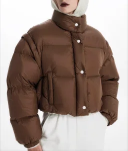 ODM Custom Embroidered Breathable Waterproof Streetwear Winter Women's Soft Short Puffer Down Jacket