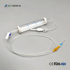 Conjunto de infusión de bureta desechable con puerto de inyección Luer Slip y Luer Lock 150ml con agujas