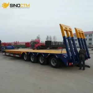3 Axle 4 Axle 60t 80t Lowbed Semi Trailer Heavy Duty Lowboy Low Bed Trailer for Sale