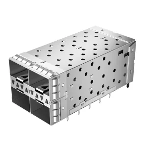 2007637-5 Right Angle Press-Fit Shielded Ganged 2x2 SFP+ Receptacle Cage