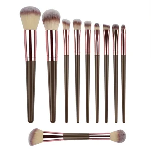 Professional Custom 10-Piece Makeup Brushes Set Powder Contouring Blush Brush Eye Shadow Eyebrow &amp; Lip Applicator Makeup Tools